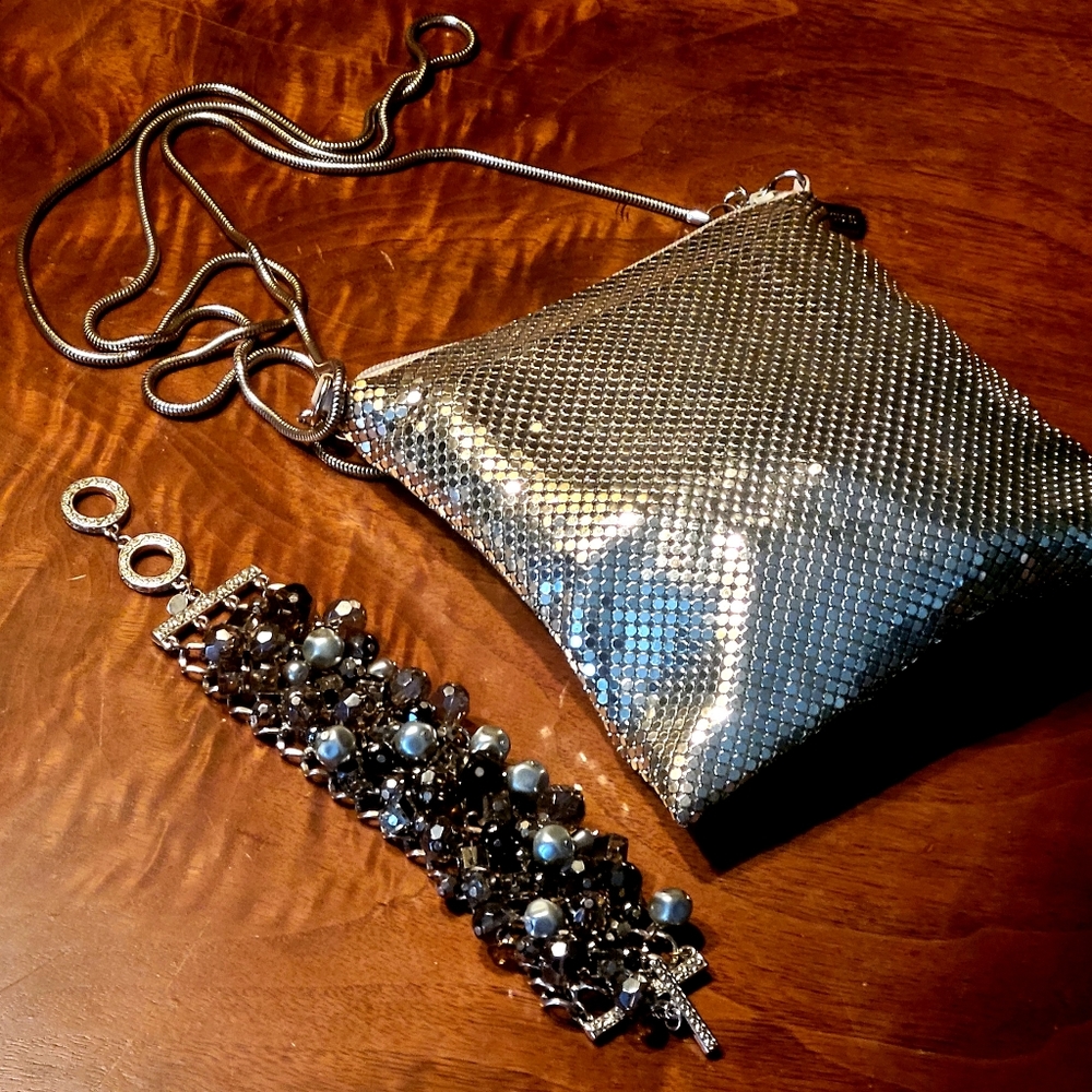 WHITING DAVIS VINTAGE MESH BAG IN BRONZE.